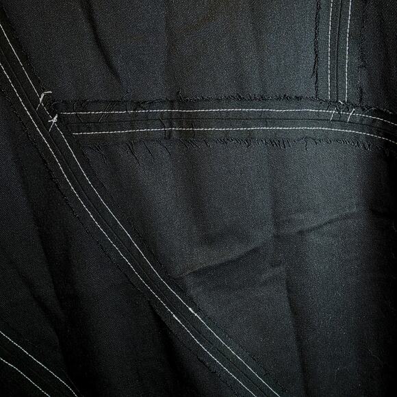 Topshop Asos Raw Edge Maxi Skirt Black Twill Topstitch Sz 10 Frayed Cotton Zip - Picture 7 of 15